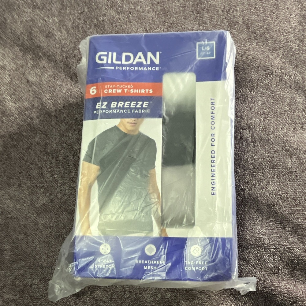 Gildan Performance EZ Breeze Men's Breathable Mesh Crew Tee Black 6-Pack L